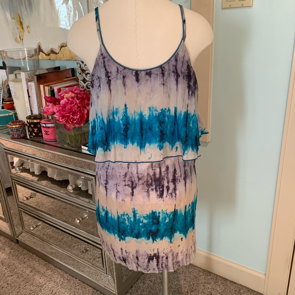 GLAM Silk Blue Tie Dye Dress, Sz S